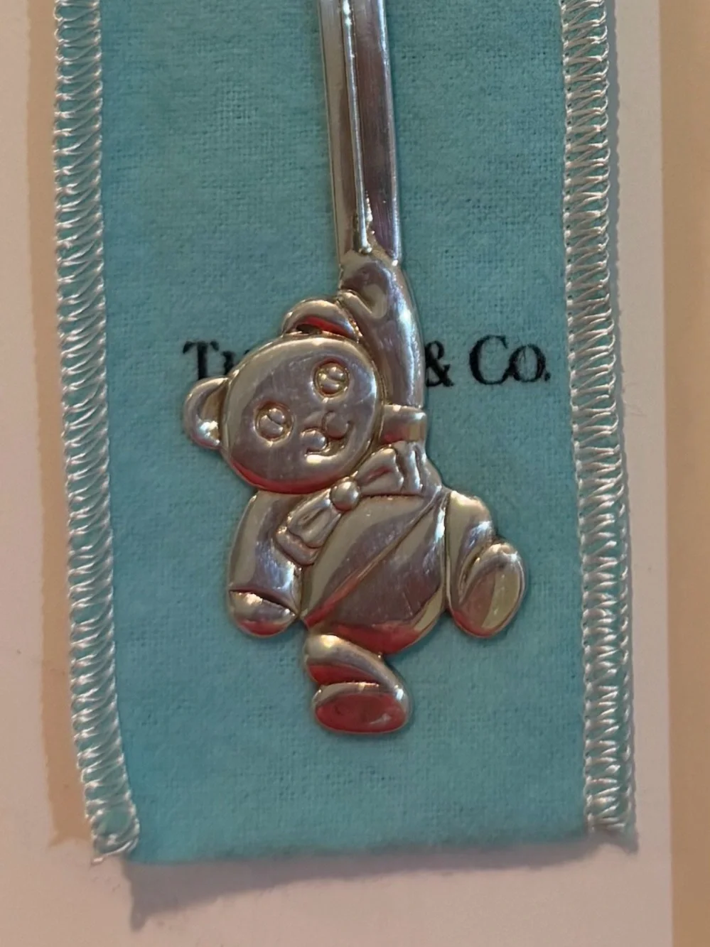 Tiffany & Co. Silver Baby Teddy Bear Spoon (c. 1991) with Original Box and Pouch
